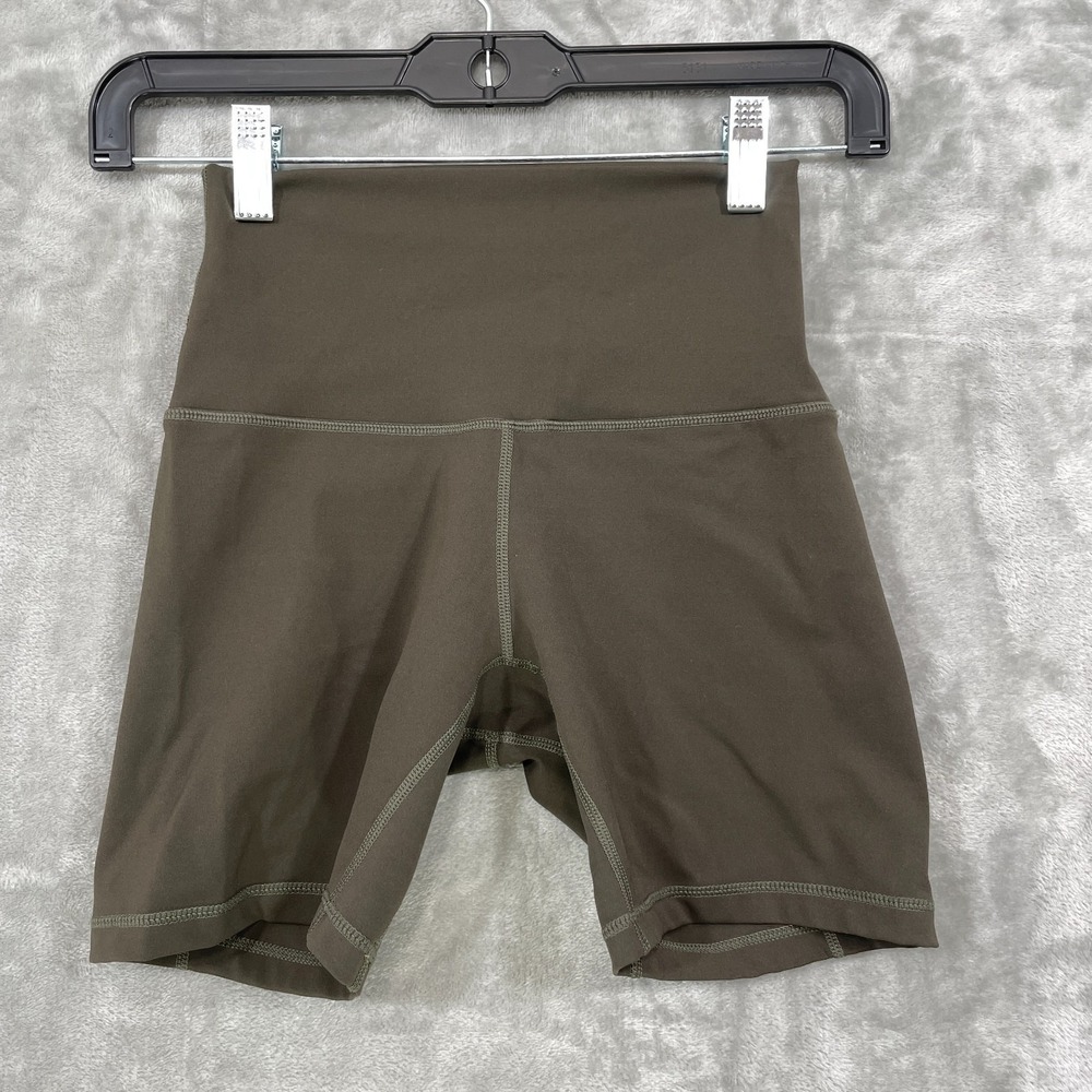 Lululemon Women's Size 4 Biker Shorts Olive Stretch Nylon/Elastane Yoga Gym